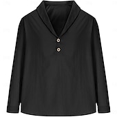 cheap Tops-Retro Vintage Medieval Renaissance Shirt Pirate Viking Solid Color Men&#039;s Pirate Halloween Carnival Vacation Casual Daily LARP Adults&#039; Shirt Spring &amp; Summer