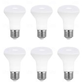 abordables Bombillas LED tipo globo-Bombilla LED E27 R63 de 7 W, 85-265 V, con efecto de bomba de baño, luz tipo hongo, equivalente a 60 W, blanca cálida, para el hogar, la sala de estar y el baño (6 unidades)