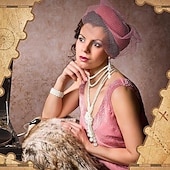 abordables Parures de Bijoux-Ensemble de boucles d&#039;oreilles et collier avec pendentif en perles, style rétro français élégant et léger