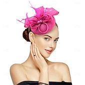 tanie Fascynatory i kapelusze-Stroik Sinamay Kapelusz Fedora Ślub Wieczorna impreza Herbaciane przyjęcie Wyścigi konne koktajl Zabytkowe Śłodkie Z Pióro Kwiaty Winieta Nakrycia Głowy