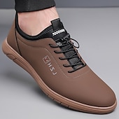 baratos Casual-tênis casual bege com cadarço para homens - calçados confortáveis para o dia a dia para passeios casuais