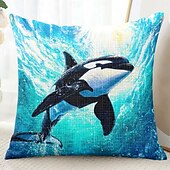 billige dyrestil-Havdyr dekorative kasteputer trekk 1PC mykt firkantet couch putevinkel putevar soverom stue sofa stol Orcinus orca
