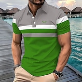 economico Polo geometrica da uomo-Per uomo A righe Polo Manica Corta Magliette polo Camicie con Colletto Business Casual Scuola All'aperto Athleisure Abbigliamento quotidiano Stampa 3D Estate Nero Rosso Blu
