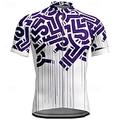 abordables Maillots pour hommes-Men's Cycling Jersey Geometric Short Sleeve Bike Tee Tshirt Jersey with 3 Rear Pockets Mountain Bike MTB Quick Dry Anatomic Design Wicking Breathable Sports Wine Red Black Blue Clothing Apparel