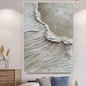 お買い得  抽象画-手作りの油絵キャンバス壁アート装飾シンプルな抽象的なテクスチャ海の波ホームデコレーション用ストレッチフレーム吊り下げ絵画/ロールフレームレス未ストレッチ絵画