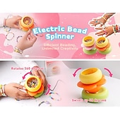 abordables kit de fabrication de perles-Machine à enfiler les perles alimentée par USB, machine à enfiler les perles automatique avec réglage de la vitesse en continu et à double sens, outil magique d&#039;enfilage des perles, bol à perles DIY