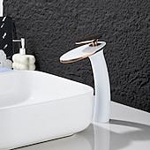abordables Robinets de lavabo-Robinet de lavabo - Cascade Électroplaqué / Finitions peintes Ensemble central Poignée unique à un trouBath Taps