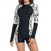 abordables Lycra de surf-Femmes Maillot Anti UV Maillot de bain 1 pièce Protection Solaire UV UPF50+ Léger manche longue Spandex Maillot de Bain maillot de bain ​fermeture éclair sur le devant Natation Surf Plage Sports