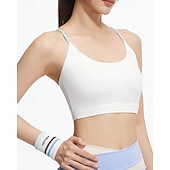 abordables Sujetadores deportivos &amp; chalecos-Mujer Buena parte superior Correa de espagueti Sujetador superior Tiras posteriores Confortable Transpirable Malla Bloque de color Deporte Ropa de Deporte Negro Blanco Yoga Aptitud física Casual
