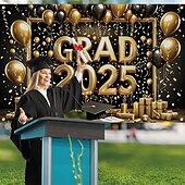 cheap Holiday Tapestries-Congrats Grad Banner Graduation Backdrop Graduation Decorations 2025 Congratulations Graduate Banner Grad Decorations Patio Garden School
