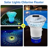 baratos Luzes Subaquáticas-1 peça flutuante solar rgb à prova d&#039;água para piscina, controle remoto para fonte de luz flutuante colorida e variável, luz flutuante para piscina