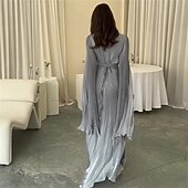 billige Uformell / Dagsbryllup-A-Linjet Quinceanera Kjoler Elegant Kjole Formell Bryllup Gulvlengde Lange Ermer Høy Hals Polyester med Folder
