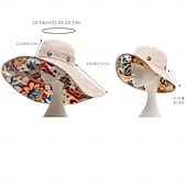 economico Protezione Solare-Cappello da spiaggia estivo da donna con tesa extra large, cappello da sole pieghevole per vacanze all&#039;aperto, viaggio, escursionismo, berretto parasole, elegante con nastro regalo e corda antivento -