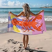 economico set di asciugamani da spiaggia-telo mare stampato, telo mare leggero e anti-sabbia ad asciugatura rapida, ideale per viaggi, piscina e uso all&#039;aperto