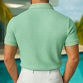economico Polo Classico da Uomo-Per uomo Testurizzato Maglia da golf Affari Casuale Classico Manica Corta Moda Moderno Tinta unica Hawaii Bottoni Estate Primavera Vestibilità regolare Nero Bianco Verde Cachi Testurizzato