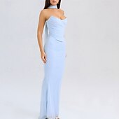 levne Plesové šaty-Mořská panna  trumpet quinceanera šaty elegantní šaty svatba svatební hosté dlouhé do podlahy bez rukávu bezramenné polyesterové bez zad s nařasením