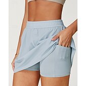 cheap Women's Skirts &amp; Skorts-Women's Solid Colored Casual Skirt Tennis Skirts Tennis Skirts with Shorts Pleated UPF50+ Quick Dry Tennis Golf Pickleball Bottoms Black Ivory Light Green Tennis Clothing
