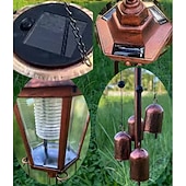olcso Tájvilágítás-1 db kültéri napelemes szélcsengő függőlámpa pásztorkampóval, udvari kert, park, füves ösvény, tájfény, hangulat dekorációs lámpa