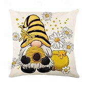 billiga blom- och växtstil-Sommarbi blommig dekorativ kastkuddöverdrag 4PC mjuk fyrkantig soffkudde fodral kuddfodral för sovrum vardagsrum soffa stol