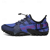 voordelige Casual Sneakers-Voor heren Sneakers Rivierschoenen Canyoning PU Leder Netstof Ademend Comfortabel Anti-slip Veters Zwart Donker paars Blauw Zomer Lente