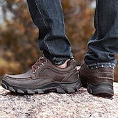economico Sneakers da uomo-scarpe da ginnastica da uomo con lacci color cuoio e suola in gomma antiscivolo, comode e traspiranti per avventure all&#039;aria aperta e abbigliamento casual da giorno