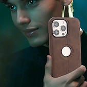 cheap iPhone Cases-Phone Case For Apple AirTag iPhone 16 Pro Max Plus iPhone 15 14 Pro Max Plus iPhone 13 12 Pro Max Back Cover Magnetic Adsorption Support Wireless Charging Shockproof Geometric Pattern PU Leather