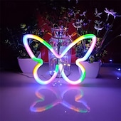 billiga Dekorativa ljus-fjäril neonskyltar led ljus 3aa batteridriven usb-driven vägg neonljus dekor fjäril väggkonst för jul hem sovrum födelsedagsfest dekoration