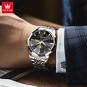 cheap Quartz Watches-OLEVS 9977 Men&#039;s Top Luxury Brand Quartz Watch, Fashion Business, Stainless Steel, Date Week, Diamond Scale, Waterproof