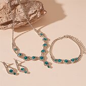 economico Parure di gioielli-Set di Gioielli 3 Blu Zircone cubico Rame 1 Collana 1 Bracciale Orecchini Per donna Elegante Vintage Moda Stile Vintage Classico Geometrico Parure di gioielli Per Matrimonio Feste Occasione speciale