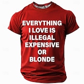 billiga Roliga T-shirts för män-Herr Rolig Slang T-shirt Kortärmad T-shirt 3D-tryck Rund hals Skjorta Mode Dagligen Gata Ledigt Dagligen Svart Rubinrött Blå Sommar Vår Kläder S M L XL XXL XXXL