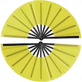 abordables Fournitures pour fêtes-Lot de 2 grands éventails à main pliables pour danse en ligne, style chinois, japonais, kung fu, tai chi, popping, clac, rave