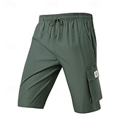 baratos Clássico-Homens Bermuda Cargo Calção Shorts de verão Com Cordão Cintura elástica Bolso multi Número Conforto Vestível Comprimento do joelho Ao ar livre Esporte Diário Moda Casual Preto Cáqui