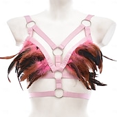 preiswerte Damenkostüme-Drag Queen Stolz Regenbogen Feder-Bralette Harness-BH Erwachsene Damen Sexy Kostüm Pride Parade Pride-Monat Halloween Karneval Einfaches Karnevalskostüm