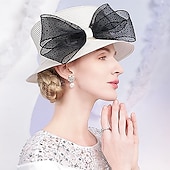 economico Cappelli per feste-cappelli cappello a bombetta in fibra / cappello a cloche cappello da pescatore cappello di paglia matrimonio festa del tè elegante matrimonio con fiocco copricapo copricapo