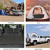 abordables Actividad al Aire Libre-Colchón inflable para 2 personas | Colchón inflable para automóvil para 2 personas | portátil, convertible para usar en el asiento trasero o el maletero | diseño acolchado gris con bomba &amp;Accesorios