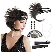 olcso Kiegészítők és még sok más-1920-as évek A nagy Gatsby Flapper fejpánt Gyöngyös karkötő Fülbevaló A nagy Gatsby Toll Retro Csillogó glitter Kristály / Strassz Női Farsang Valentin nap Álarcos mulatság Party estélyi viselet