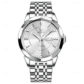 cheap Quartz Watches-OLEVS 9977 Men&#039;s Top Luxury Brand Quartz Watch, Fashion Business, Stainless Steel, Date Week, Diamond Scale, Waterproof