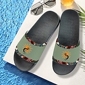 billige Ferietøfler-sklisikre bassengsklier for menn med etnisk trykk – lette sommertøfler med tribal kokopelli-design for strand og bassengkant