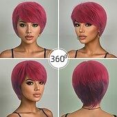 economico Parrucche trendy sintetiche-Parrucca Sintetica Liscio Liscio naturale Asimmetrico Riga Profonda Fatto a macchina Parrucca 10 pollici A1 Capelli Sintetici Per donna Classico Gradiente di colore Capelli Evidenziati / Balayage
