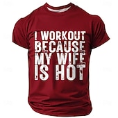 economico Magliette divertenti da uomo-Maglietta grafica divertente per uomini 'Mi alleno perché mia moglie è attraente' umorismo da marito