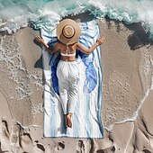 economico set di asciugamani da spiaggia-telo mare stampato, telo mare leggero e anti-sabbia ad asciugatura rapida, ideale per viaggi, piscina e uso all&#039;aperto
