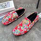 preiswerte Herrenpantoletten &amp; -slipper-Blaue Slipper für Herren mit Blumenmuster und Löwenkopf-Dekoration, stylische Mokassins, ideal für Freizeitausflüge, als Freizeitkleidung und für erholsame Ferien