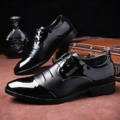 baratos Formal-sapatos oxford masculinos de couro envernizado preto e marrom – sapatos elegantes para banquetes e bailes de formatura para eventos formais