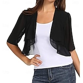 levne zábaly svatebních hostů-Ženský wrap elegantní ochrana proti slunci krátký rukáv chiffon svatební wrapy s čistou barvou pro svatbu v létě