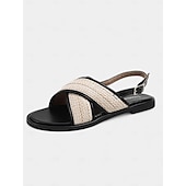 abordables Sandales de Vacances-Sandales plates à brides croisées tissées pour femmes – sandales bohèmes décontractées pour les promenades estivales et les rendez-vous romantiques en journée
