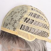 Χαμηλού Κόστους Συνθετικές Trendy Περούκες-Συνθετικές Περούκες Σγουρά Μικρές τοποθεσίες Ασύμμετρο κούρεμα Βαθιά διαίρεση Μηχανοποίητο Περούκα 16 χιλ Α&#039;1 Συνθετικά μαλλιά Ανδρικά Στη μέση Απίθανο Άνετο Ασημί