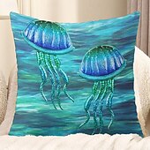 baratos estilo animal-Capa de Almofada Decorativa Caranguejo do Oceano 1PC Case de Almofada Quadrada Macia para Sofá de Quarto Sala de Estar Cadeira
