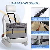 abordables Housses de siège de voiture-Siège d&#039;appoint portable pour animaux de compagnie, siège auto pour petits chiens avec 2 laisses de sécurité à clipser et sangles réglables