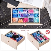cheap Clothes Drawer Organizers-12pcs Adjustable Drawer Organizer Dividers, Plastic Drawer Separator Inserts, DIY Customizable Drawer Storage Bins for Socks, Underwear, Accessories, Closet and Office Organization