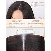 voordelige Synthetische trendy pruiken-Lange bruine highlights pruiken voor vrouwen, ombre bruin, gemengd blond, pruiken met zwarte wortels, synthetische lange krullende golvende pruiken met kant haarlijn, hittebestendige vezelpruik voor